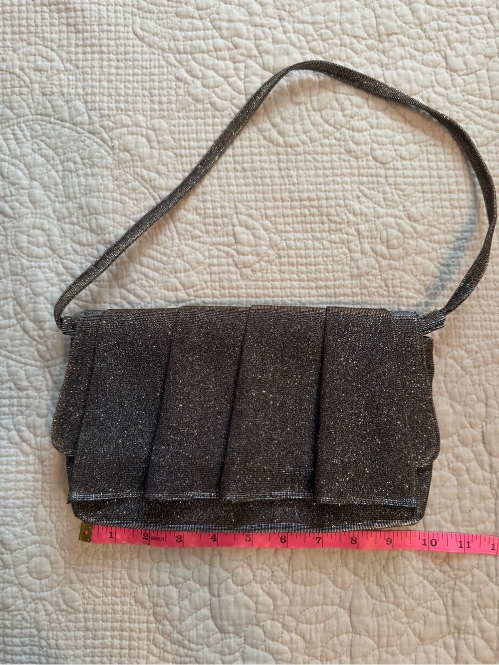 Stuart Weitzman Metallic Bronze Copper Sparkle Clutch Evening Bag